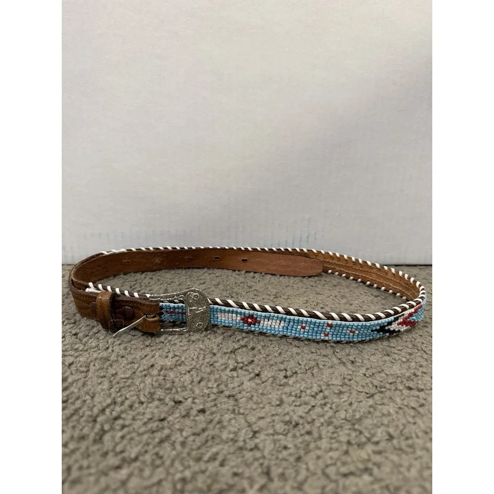 Western Braided Women's Belt Brown Leather Belt Buckle Size 34